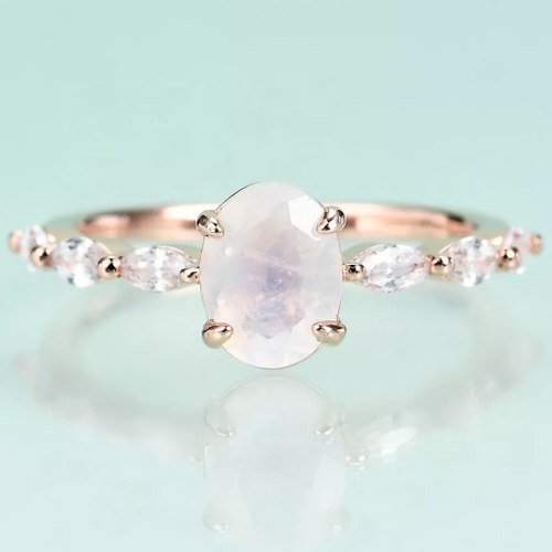 Milky moonstone rings